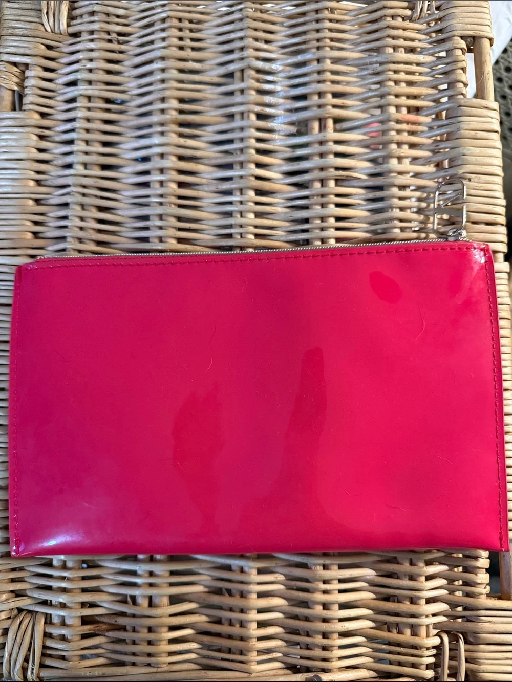 Valentino Glossy Fuchsia Patent Zip Pouch